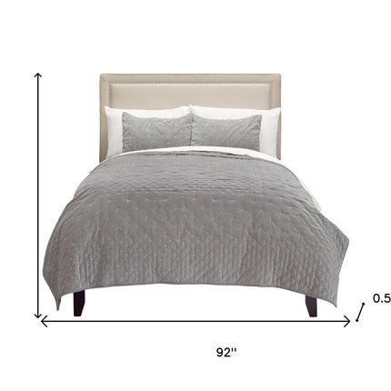 Gray Polka Dots Queen Quilt