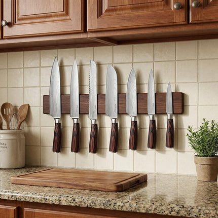 Black And Brown Wood Seven Piece Cutlery Set HomeRoots