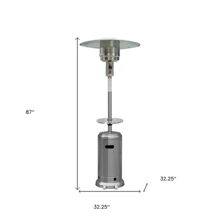 48000 BTU Silver Steel Propane Cylindrical Pole Standing Patio Heater HomeRoots