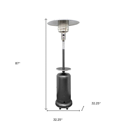 48000 BTU Silver Steel Propane Cylindrical Pole Standing Patio Heater HomeRoots