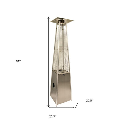 41000 BTU Silver Steel Propane Triangular Pyramid Standing Patio Heater HomeRoots
