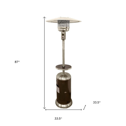 48000 BTU Silver Steel Propane Cylindrical Pole Standing Patio Heater HomeRoots