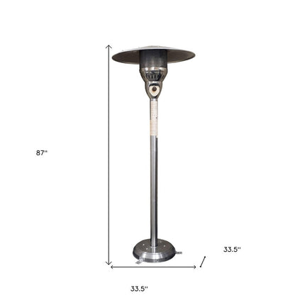 41000 BTU Silver Steel Natural Gas Cylindrical Pole Standing Patio Heater HomeRoots