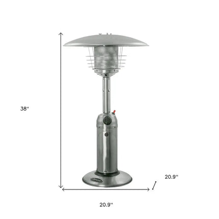 11000 BTU Silver Steel Propane Cylindrical Pole Tabletop Patio Heater HomeRoots