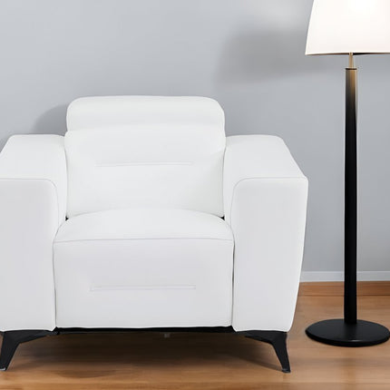 41" White Italian Leather Power Recliner Chair HomeRoots