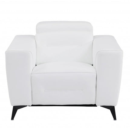 41" White Italian Leather Power Recliner Chair HomeRoots