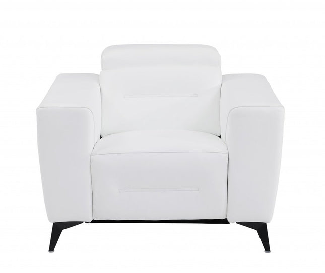 41" White Italian Leather Power Recliner Chair HomeRoots