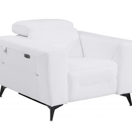 41" White Italian Leather Power Recliner Chair HomeRoots