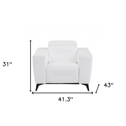 41" White Italian Leather Power Recliner Chair HomeRoots