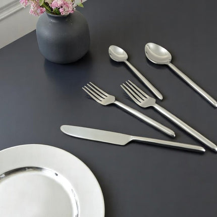 Glossy Silver Stainless Steel Twenty Piece Hand Forged Flatware Set HomeRoots