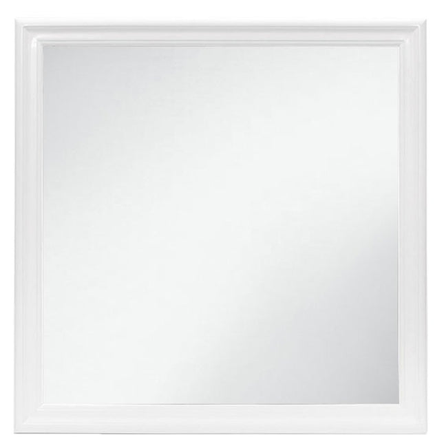 38" White Square Wood Framed Accent Mirror