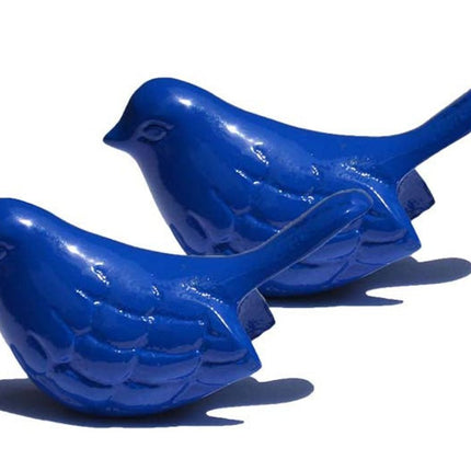 Set of Two Blue Metal Bird Tabletop Sculpture HomeRoots