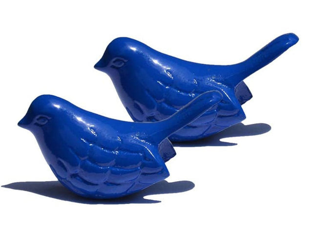 Set of Two Blue Metal Bird Tabletop Sculpture HomeRoots