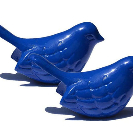 Set of Two Blue Metal Bird Tabletop Sculpture HomeRoots