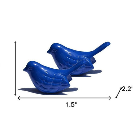 Set of Two Blue Metal Bird Tabletop Sculpture HomeRoots