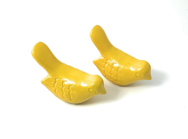 Set of Two Yellow Metal Bird Tabletop Sculpture HomeRoots