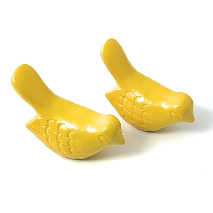 Set of Two 2" Yellow Metal Bird Bird Figurine Tabletop Sculpture HomeRoots