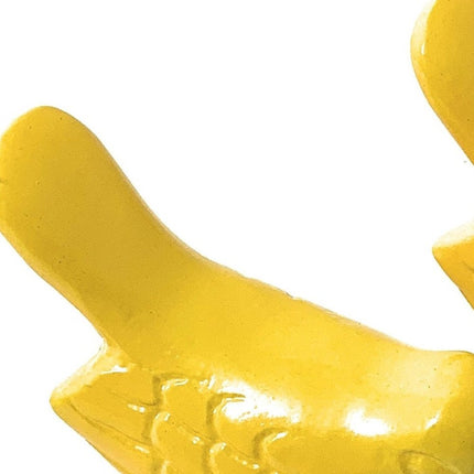Set of Two 2" Yellow Metal Bird Bird Figurine Tabletop Sculpture HomeRoots