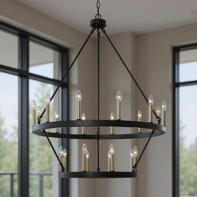 Black Candle Style Multi Light Metal Dimmable Chandelier HomeRoots