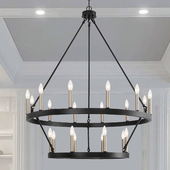 Black Candle Style Multi Light Metal Dimmable Chandelier HomeRoots