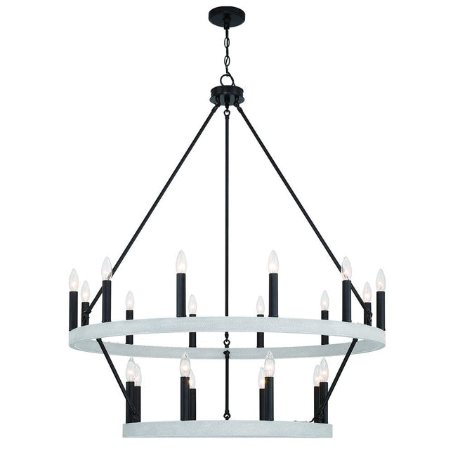Black And White Candle Style Multi Light Metal Dimmable Chandelier HomeRoots