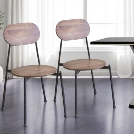 Set of Two Brown And Black Metal and Wood King Louis Back Dining Side Chairs HomeRoots