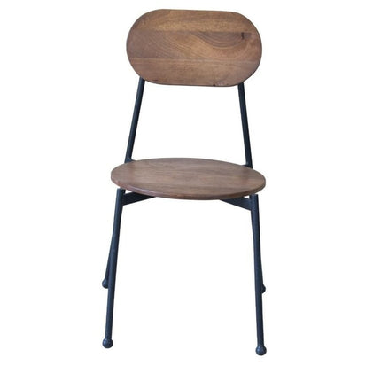 Set of Two Brown And Black Metal and Wood King Louis Back Dining Side Chairs HomeRoots