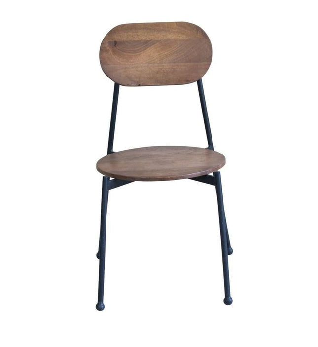 Set of Two Brown And Black Metal and Wood King Louis Back Dining Side Chairs HomeRoots