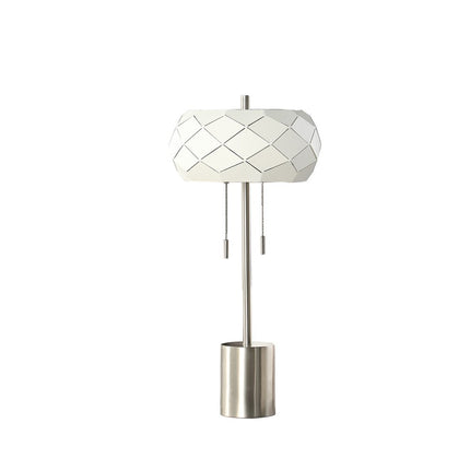 28" Silver Metal Table Lamp With Geometric Laser Cut Metal Shade HomeRoots