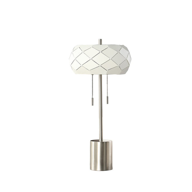 28" Silver Metal Table Lamp With Geometric Laser Cut Metal Shade HomeRoots