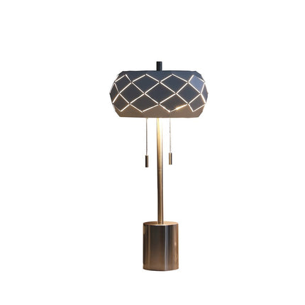 28" Silver Metal Table Lamp With Geometric Laser Cut Metal Shade HomeRoots