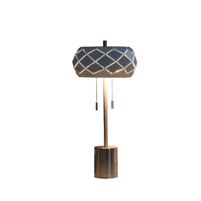 28" Silver Metal Table Lamp With Geometric Laser Cut Metal Shade HomeRoots