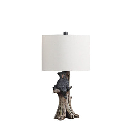 25" Black Bear in a Tree  Table Lamp With Beige Shade