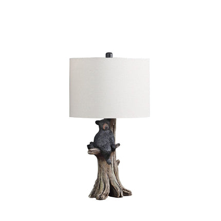 25" Black Bear in a Tree  Table Lamp With Beige Shade HomeRoots