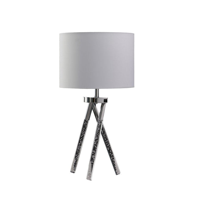 26" Silver and LED Acrylic Tripod Table Lamp With White Shade HomeRoots