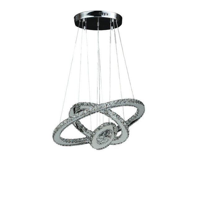 Silver Metal and Crystals LED Dimmable Chandelier HomeRoots