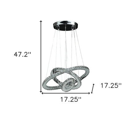 Silver Metal and Crystals LED Dimmable Chandelier HomeRoots