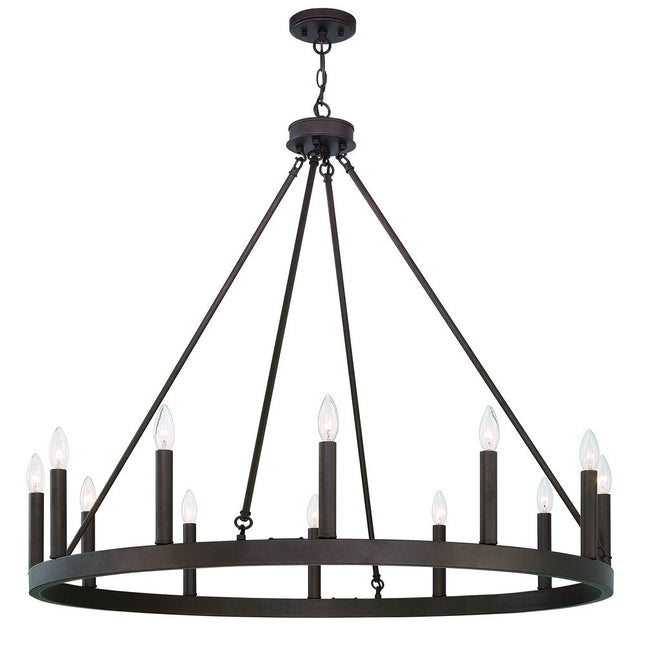 Bronze Candle Style Twelve Light Metal Dimmable Chandelier HomeRoots