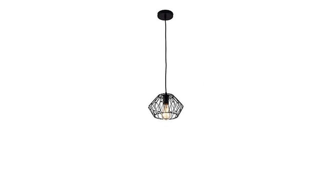 Black Metal Cage Modern Industrial Single Bulb Hanging Pendent Light HomeRoots