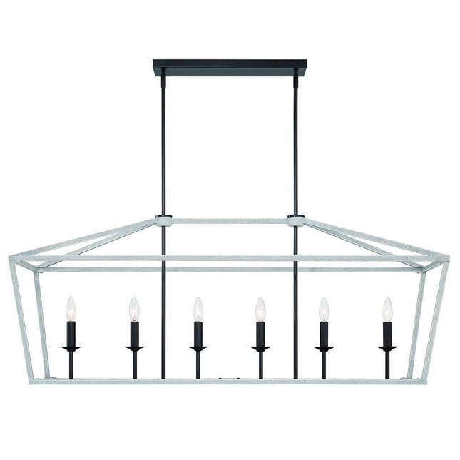 Black And White Candle Style Six Light Metal Dimmable Chandelier HomeRoots