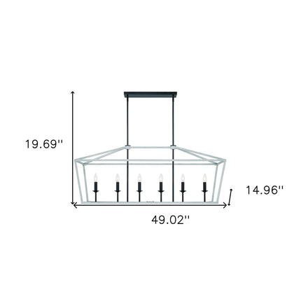 Black And White Candle Style Six Light Metal Dimmable Chandelier