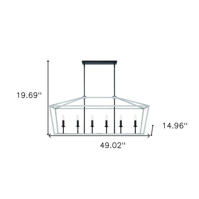 Black And White Candle Style Six Light Metal Dimmable Chandelier HomeRoots
