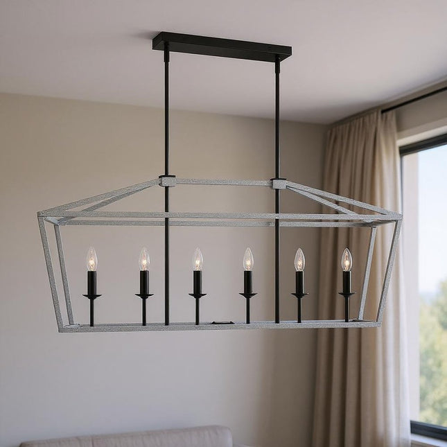 Black And White Candle Style Six Light Metal Dimmable Chandelier HomeRoots