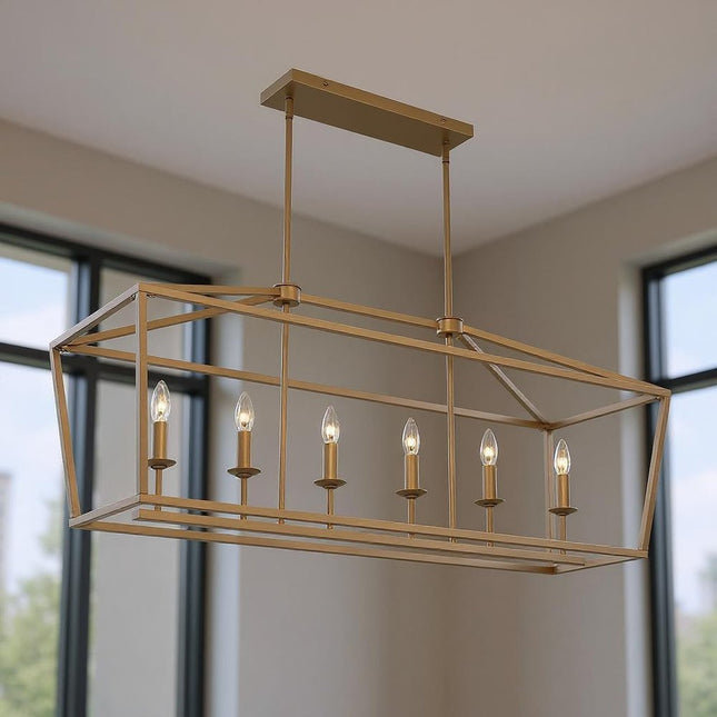 Brass Candle Style Six Light Metal Dimmable Chandelier HomeRoots