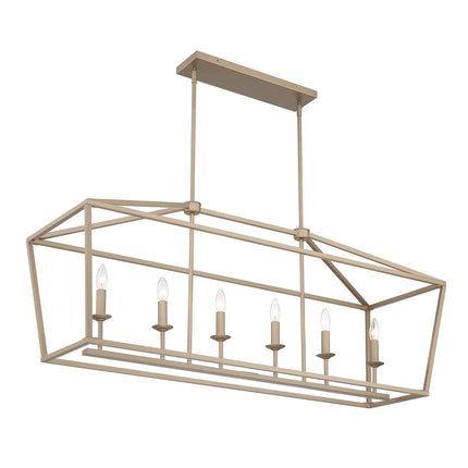 Brass Candle Style Six Light Metal Dimmable Chandelier