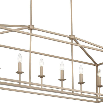 Brass Candle Style Six Light Metal Dimmable Chandelier