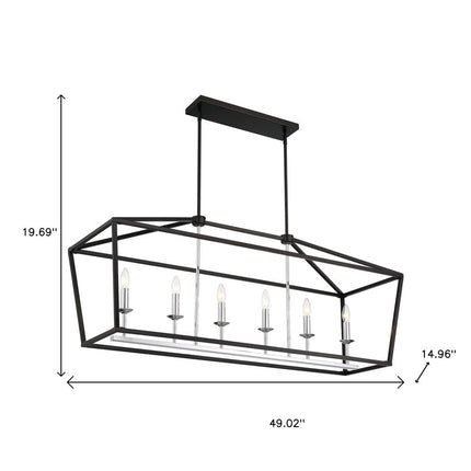 Black Candle Style Six Light Metal Dimmable Chandelier HomeRoots