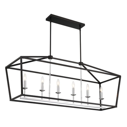 Black Candle Style Six Light Metal Dimmable Chandelier HomeRoots