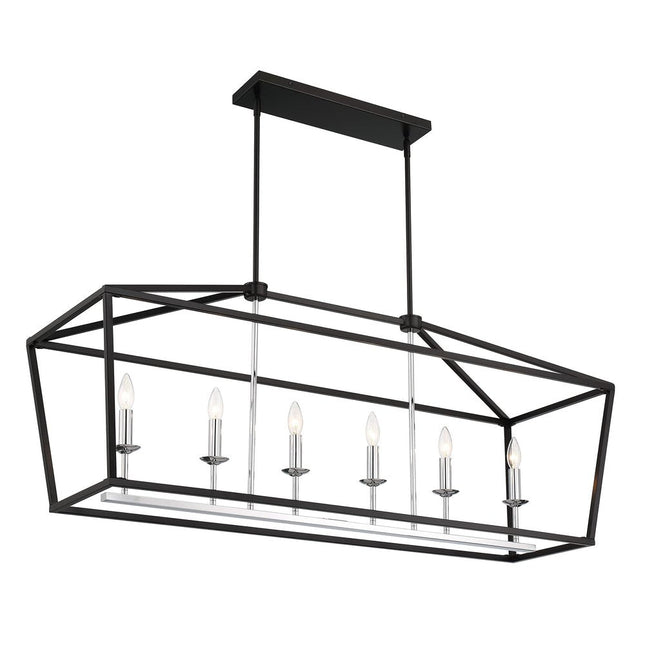 Black Candle Style Six Light Metal Dimmable Chandelier HomeRoots