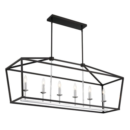 Black Candle Style Six Light Metal Dimmable Chandelier